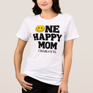 Camiseta Triblenda Retro One Happy Mom Sonrisa Cara Cumpleaños