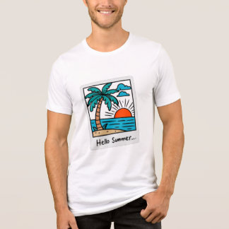 Camiseta Triblenda Retro Polaroid Hola Verano Atardecer Tropical Play