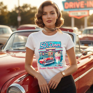 Camiseta Triblenda Retro Restaurante de los 50 - Hamburguesas Batidos
