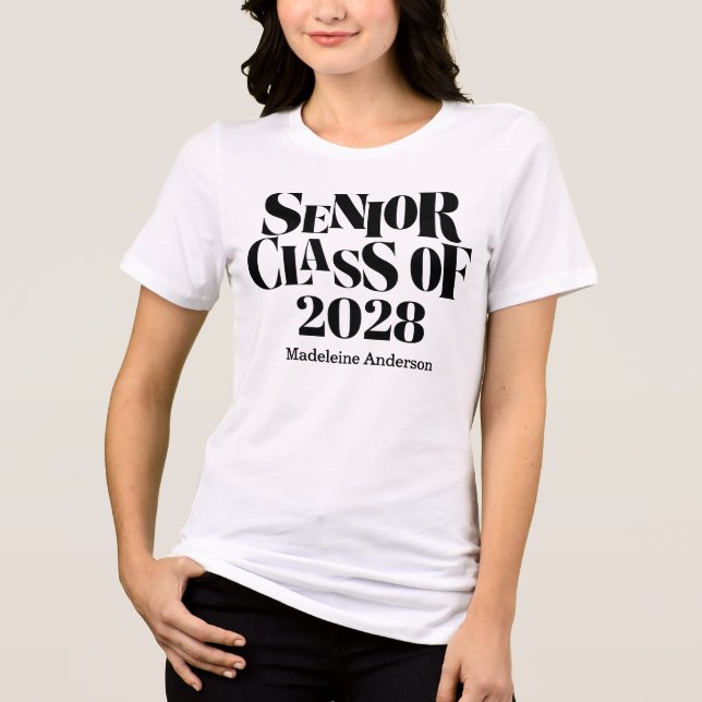 Camiseta Triblenda Retro Senior Class of Graduation Black And White  (Anverso)