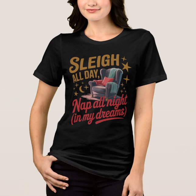 Camiseta Triblenda Retro Sleigh All Day Christmas Design (Anverso)