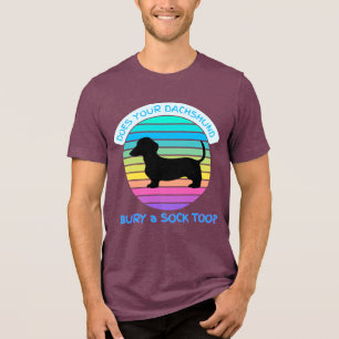 Camiseta Triblenda Retro Sunset ¿Tu Dachshund también quema un sock?