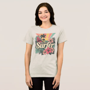 Camiseta Triblenda Retro Surfboard Hibisco Playa Aloha