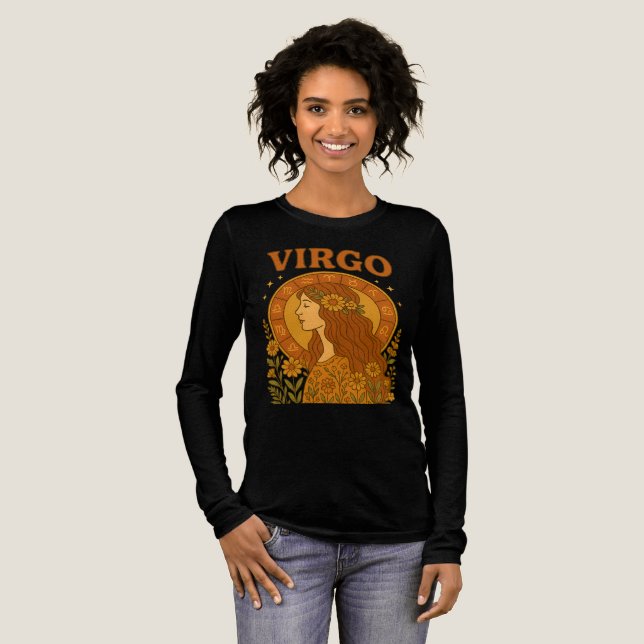 Camiseta Triblenda Retro Virgo Zodiac Boho Floral Astrology  (Anverso Completo)