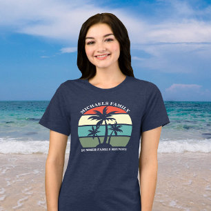 Camiseta Triblenda Reunion de familia de playa Palm Tree Sunset Women