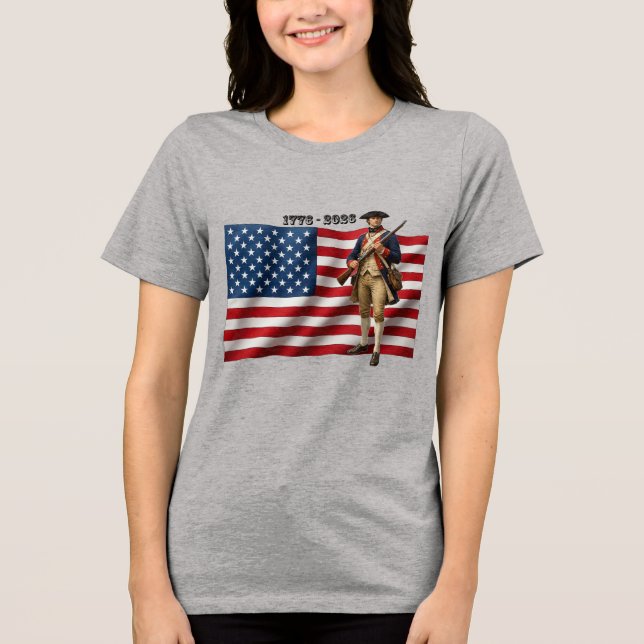 Camiseta Triblenda Revolutionary War Soldier & American Flag 250 URM (Anverso)