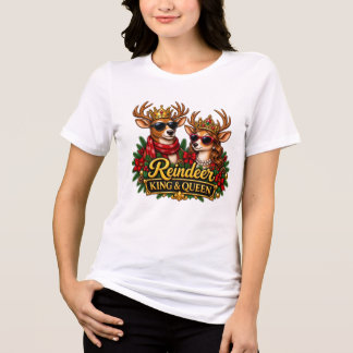 Camiseta Triblenda Rey y Reina Reno Pareja Navideña Monísima Holi