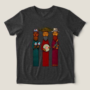 Camiseta Triblenda Reyes Magos puertorriqueños con parranda musical