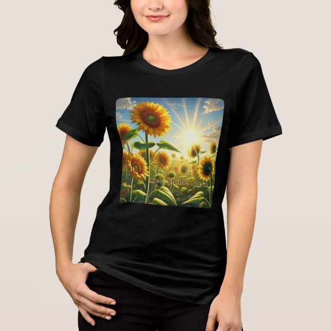 Camiseta Triblenda Rise Shine Bloom - Sunflower Inspirador (Anverso)