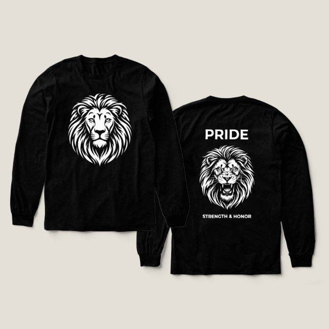 Camiseta Triblenda Roaring Pride: Strength & Honor Lion (Diseño frontal y trasero)