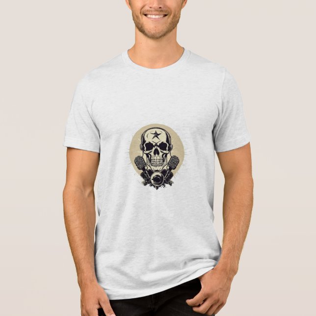 Camiseta Triblenda Rock 'n' Roll Skull y Mic (Anverso)