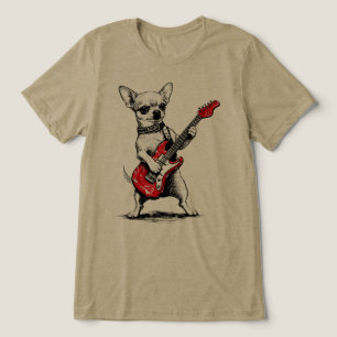 Camiseta Triblenda Rockstar Chihuahua Perro Tocando Guitarra Eléctric