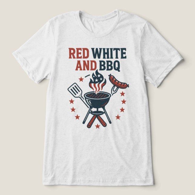 Camiseta Triblenda Rojo, blanco y barbacoa (Diseño delantero )