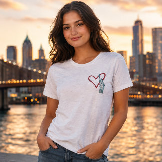 Camiseta Triblenda Rojo Blanco y Estatua de la Libertad Patriótica 25