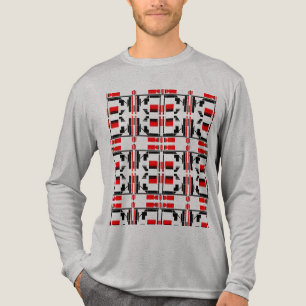 Camiseta Triblenda Rojo Negro Pequeñas Formas De Baldosas Líneas Dise