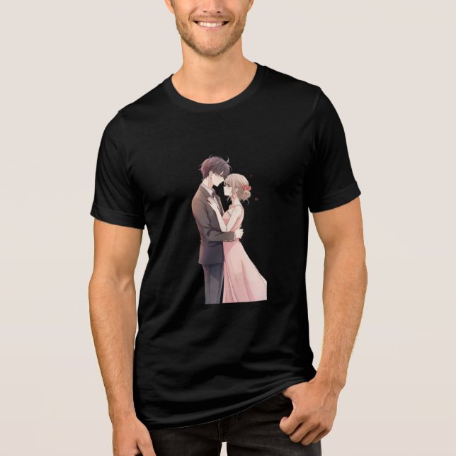 Camiseta Triblenda Romantic Anime Couple Embrace T-Shirt (Anverso)