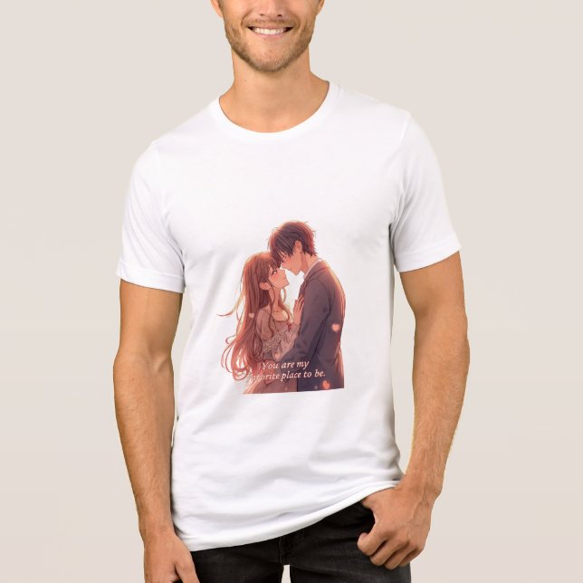 Camiseta Triblenda Romantic Anime Couple - Valentine's Day  Aesthetic (Anverso)