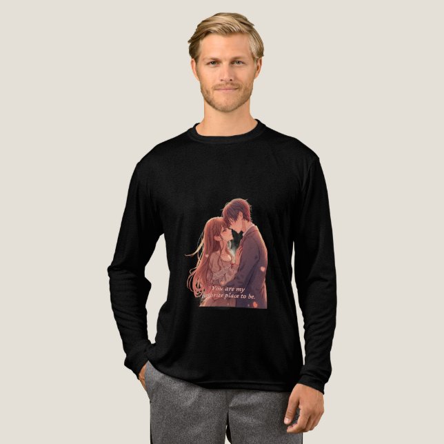Camiseta Triblenda Romantic Anime Couple - Valentine's Day  Aesthetic (Anverso Completo)