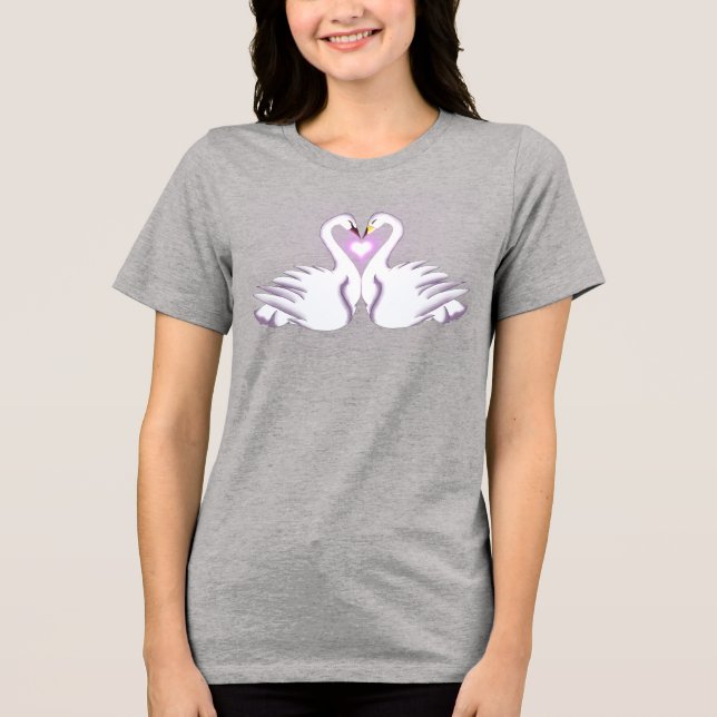 Camiseta Triblenda Romantic Double Swan Heart Love Gray T-Shirt (Anverso)