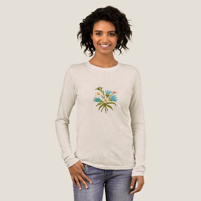 Camiseta Triblenda Romantic Flower – Botanical Fantasy Minimalist  (Anverso Completo)