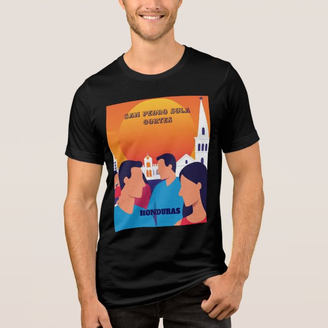 Camiseta Triblenda Rompecabezas  Honduras San Pedro Sula Retro poster (Anverso)