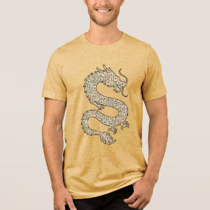 Camiseta Triblenda Ropa con arte gráfico chino del dragón Mahjong vin