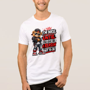 Camiseta Triblenda Ropa de calle genial con oso de peluche y cita sar