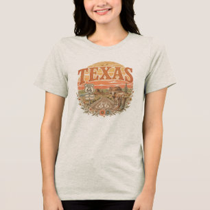 Camiseta Triblenda Ropa de la Madre Vía Longhorn Retro Vintage