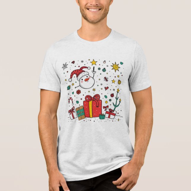 Camiseta Triblenda ropa personalizada de Navidades lindos (Anverso)