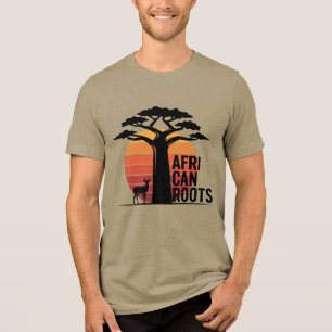 Camiseta Triblenda Ropa urbana africana gráfico de baobab y gacela