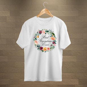 Camiseta Triblenda Rosa Floral Corona de Otoño Mejor Abuela