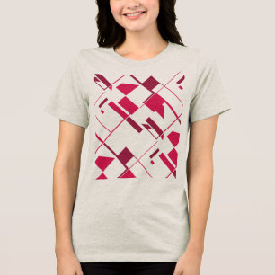 Camiseta Triblenda Rosa Red Burgundy Crisscross Abstract Art Print
