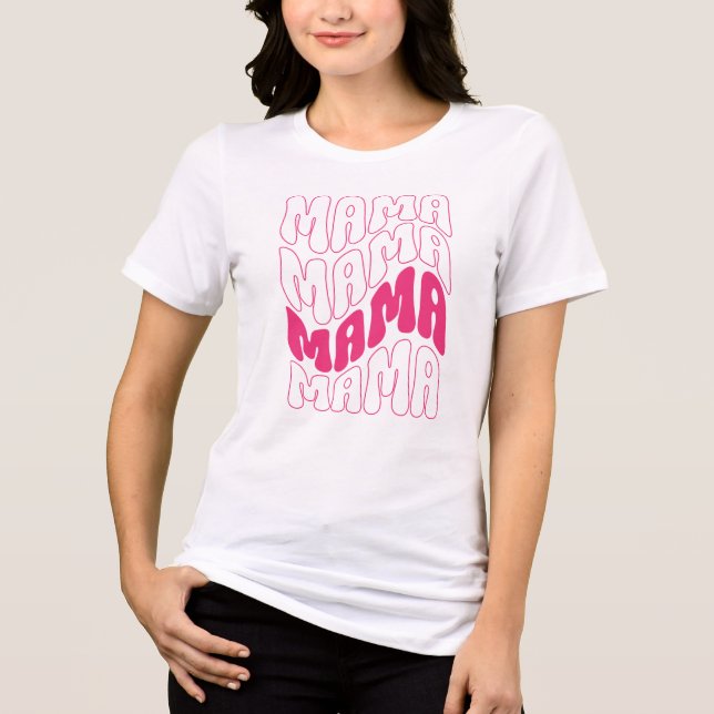Camiseta Triblenda Rosa Retro Groovy dulce mamá Día de la Madre (Anverso)