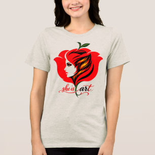 Camiseta Triblenda Rosa roja Arte floral