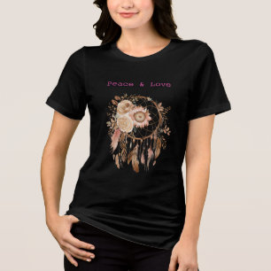 Camiseta Triblenda Rosa Rubor Floral Feathers Dream Catcher