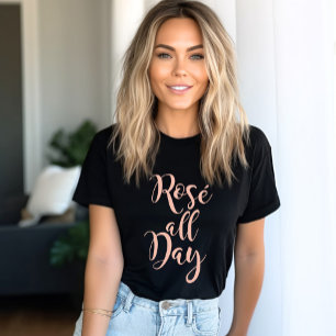 Camiseta Triblenda Rosa Todo el Día Rose Gold Script Negro Mujer