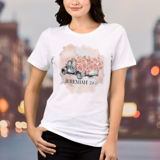 Camiseta Triblenda Rosas en Acuarela Camión Antiguo Verso de la Bibli