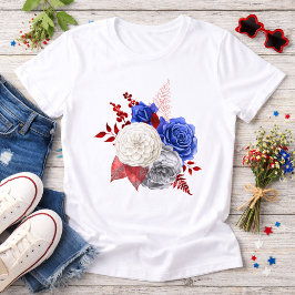 Camiseta Triblenda Rosas Patrióticas Rojo Blanco Azul