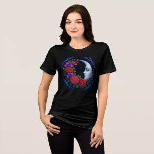 Camiseta Triblenda Rostro de Luna Celestial Encantada & Floral Místic