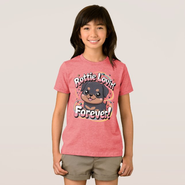 Camiseta Triblenda Rottie Lovin’ Forever - Kawaii Chibi Rottweiler ( Anverso Completo)