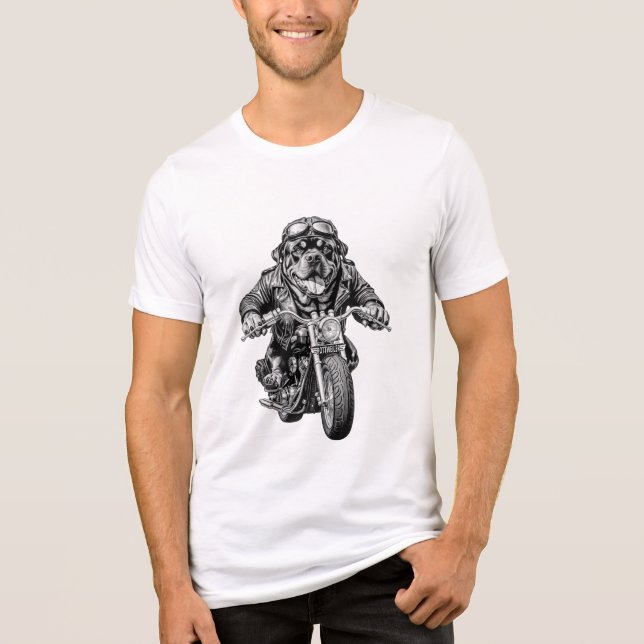 Camiseta Triblenda Rottweiler Biker Dog (Anverso)