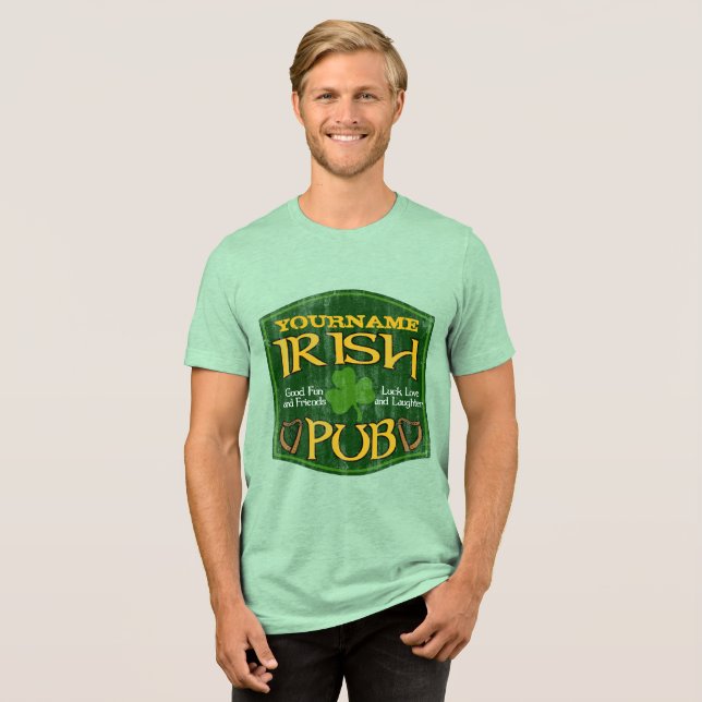 Camiseta Triblenda Rótulo de pub irlandés personalizado (Anverso Completa)