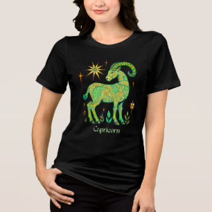 Camiseta Triblenda Rótulo Zodiaco de Capricornio en patrones intrinca