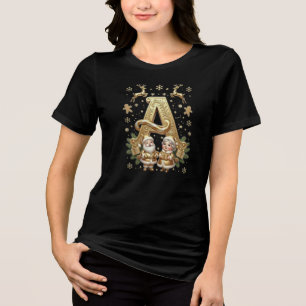 Camiseta Triblenda Royal Gold Letter A Luxury Women Relaxed Shirt