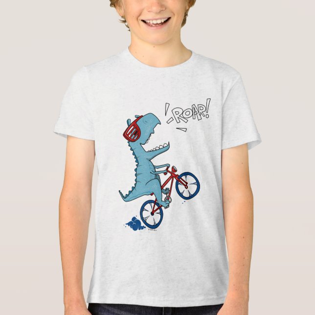 Camiseta Triblenda Ruar T-Rex en bicicleta (Anverso)