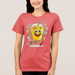 Camiseta Triblenda **Running Juice Cup Cartoon – Fun Street Drink Cha