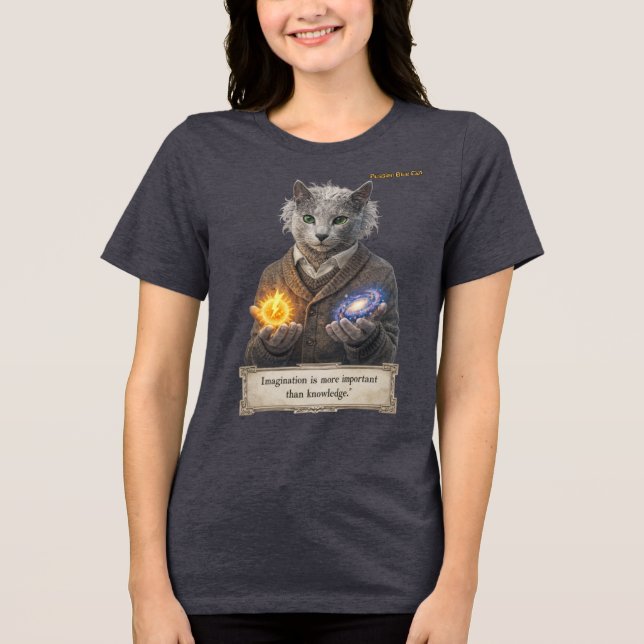 Camiseta Triblenda Russian Blue Einstein Cat - Imagination (Anverso)