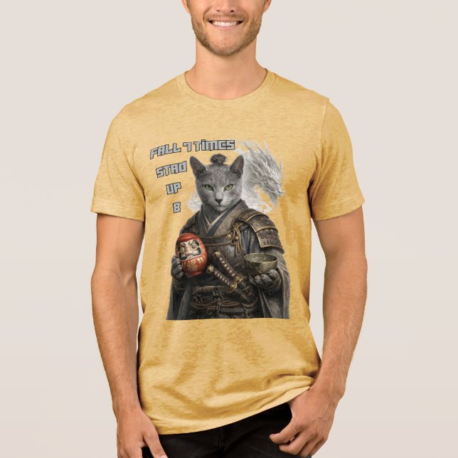 Camiseta Triblenda Russian Blue Samurai Cat (Anverso)