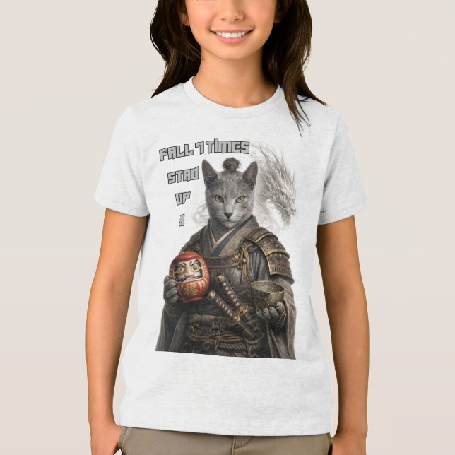 Camiseta Triblenda Russian Blue Samurai Cat (Anverso)