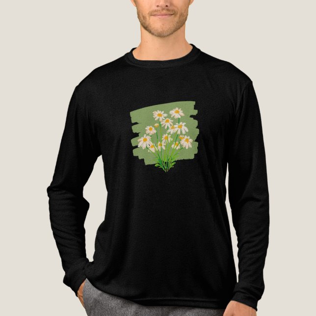 Camiseta Triblenda Rustic Floral Design on Green Background (Anverso)